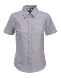 Bluzka damska Oxford z kr贸tkimi r臋kawami